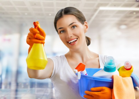 Professional carpet cleaning process in a home interior