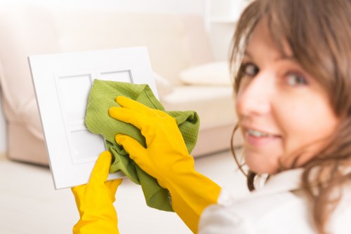 Professional carpet cleaning equipment in a business setting